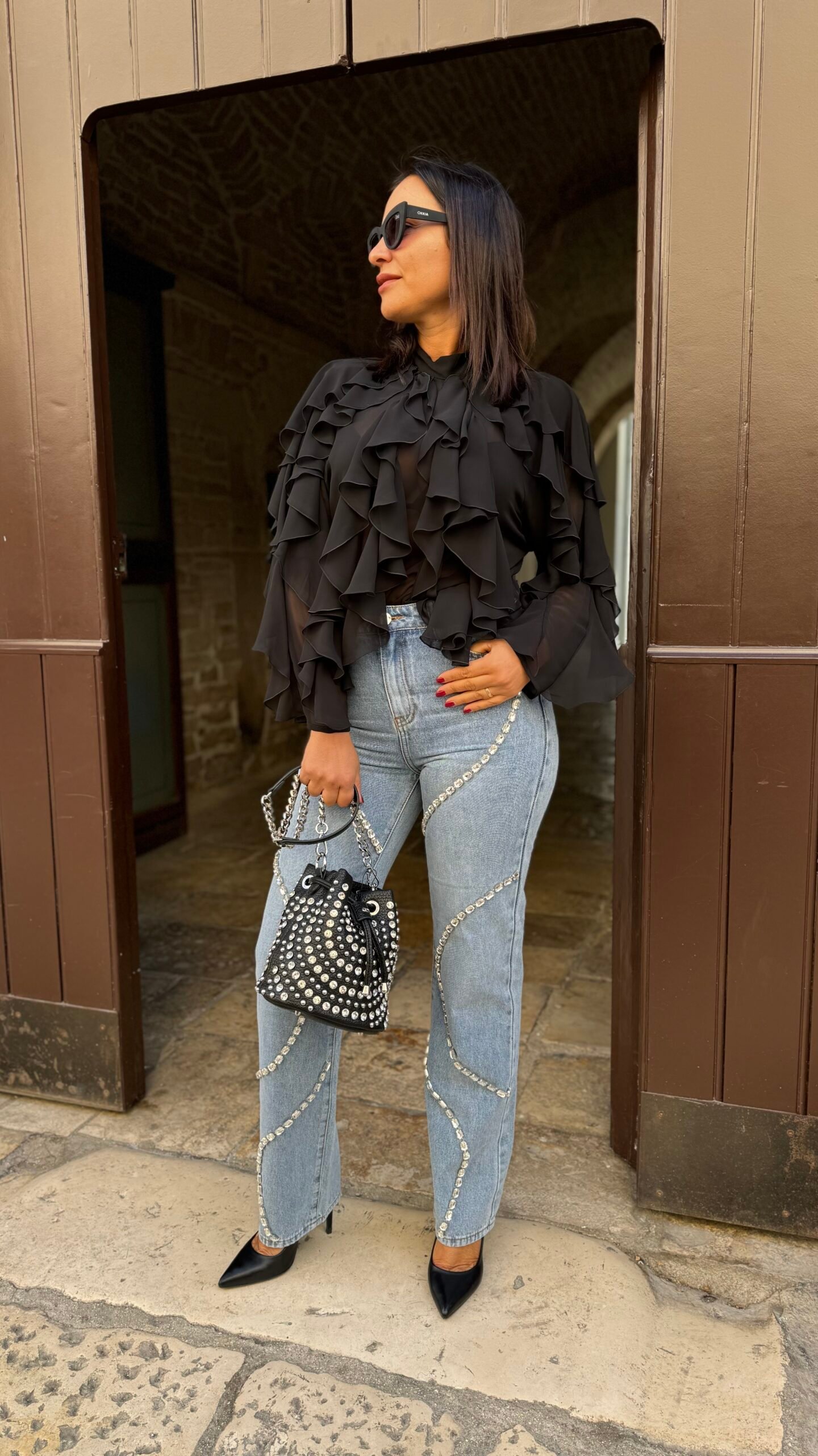 Blusa tolerance nera rouches