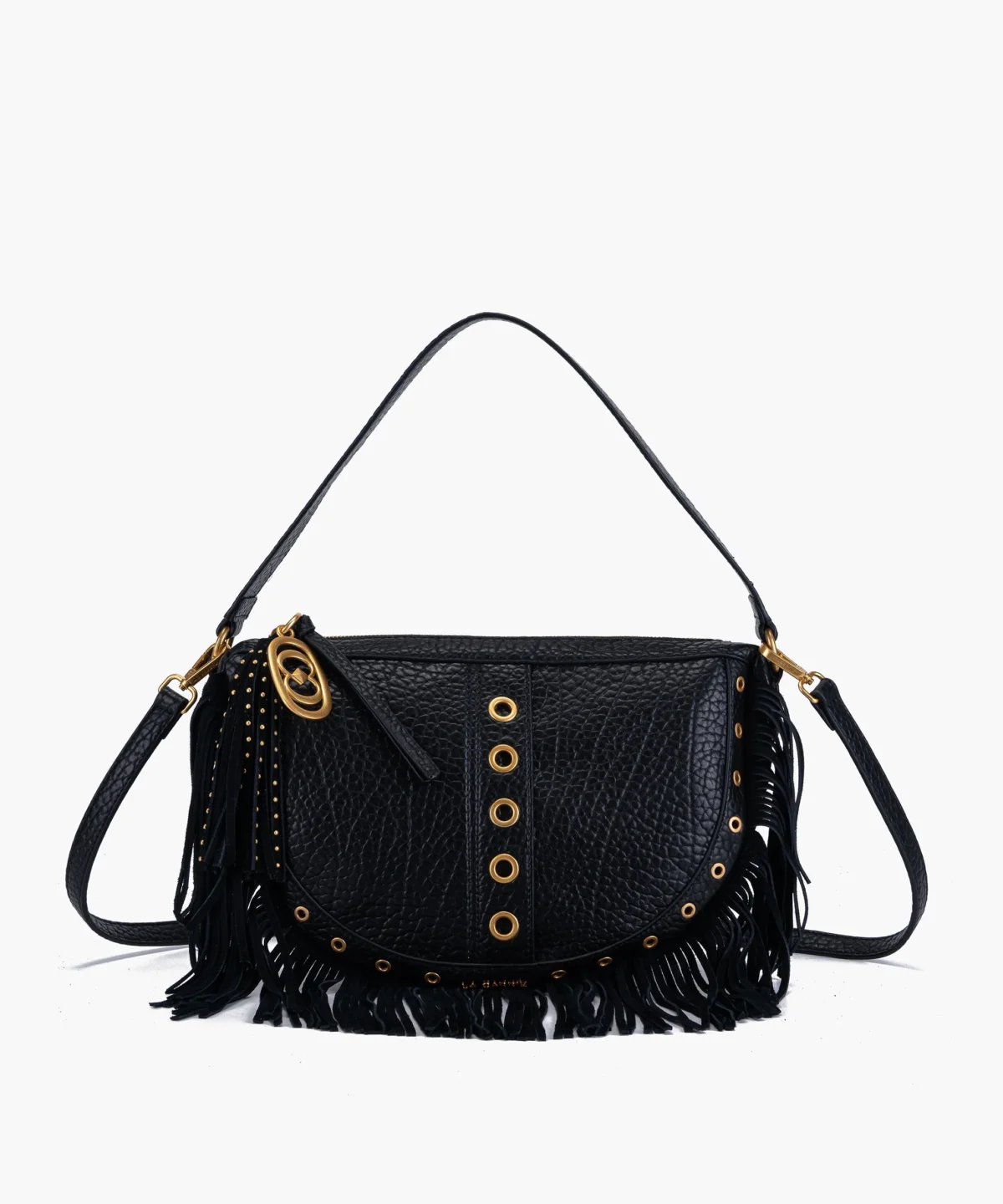 Borsa a spalla Fringes - Nera