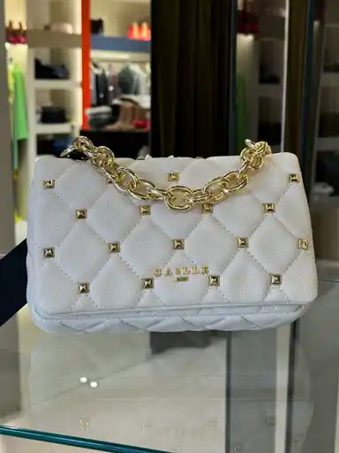 Mini Shoulder Strap Borchia E Maxi Catena • Panna - Gaëlle Paris 10