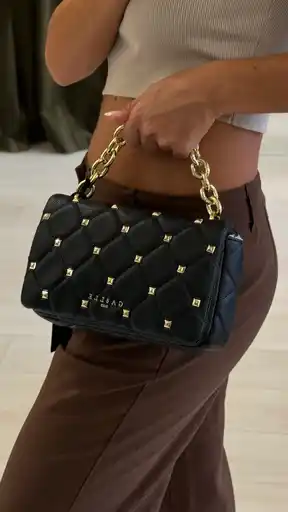 Mini Shoulder Strap Borchia E Maxi Catena • Panna - Gaëlle Paris 5