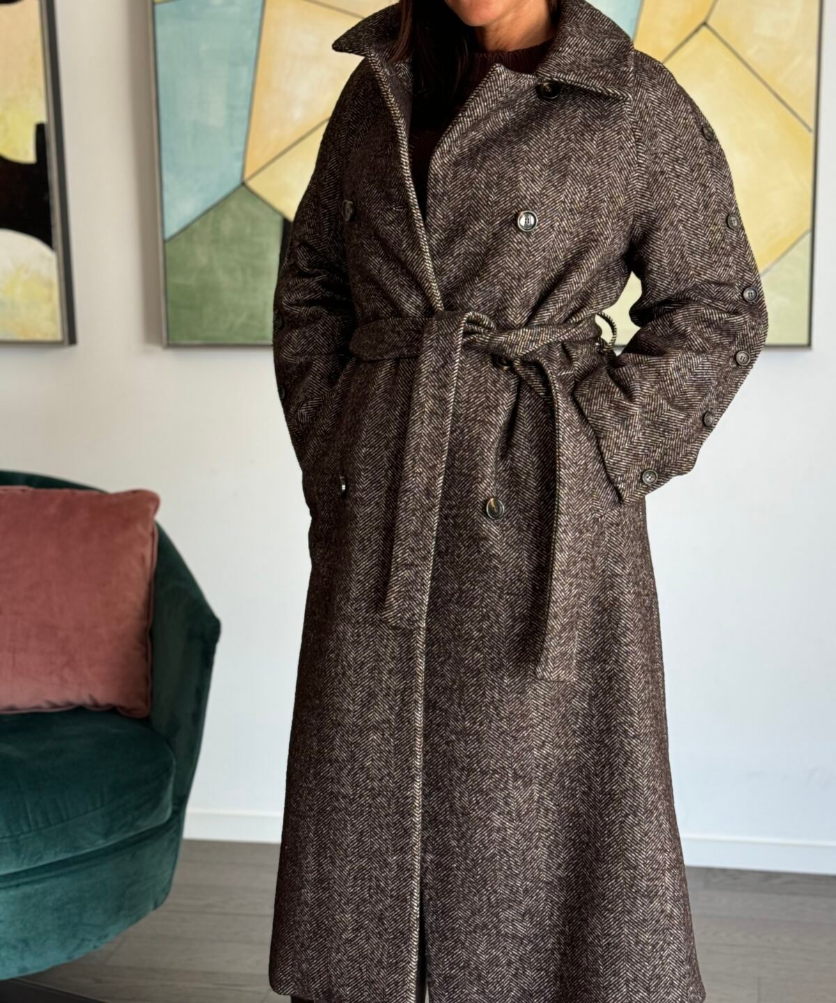 Cappotto Doppiopetto - Spigato - MARRONE