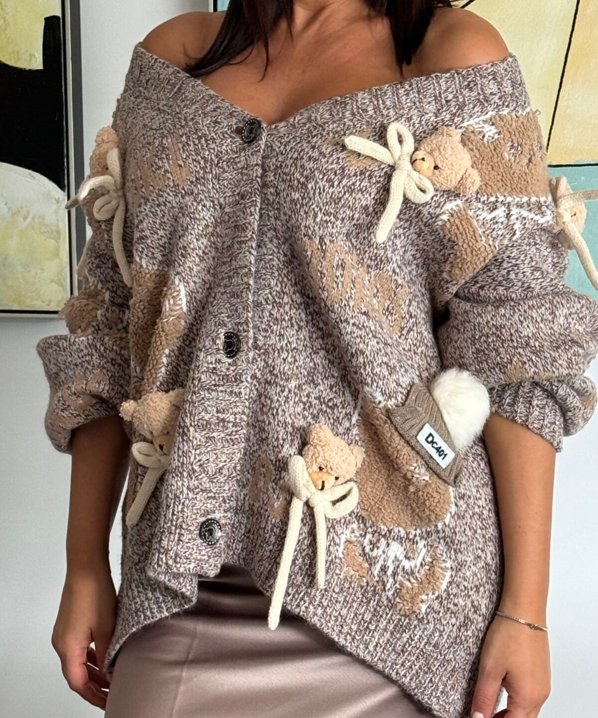 CARDIGAN TEDDY - OVERSIZE - BEIGE TORTORA