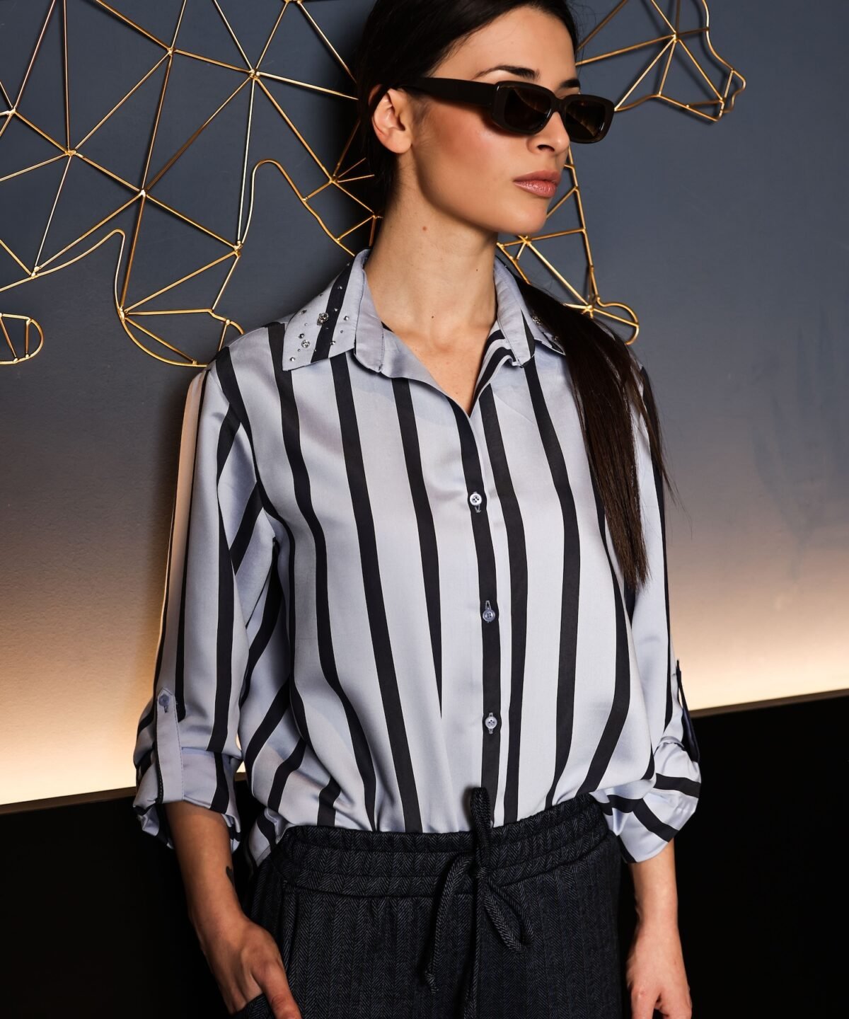 CAMICIA A RIGHE AZZURRA E BLU - VIVYA